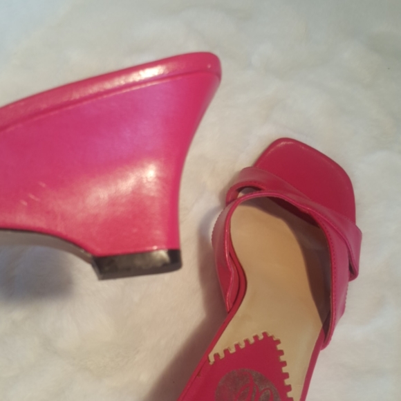 DL ♡ Gorgeous Bright Pink "Berkley" Open Toe Slip On Cris Cross 2.5" Heels 5.5M - Picture 12 of 15